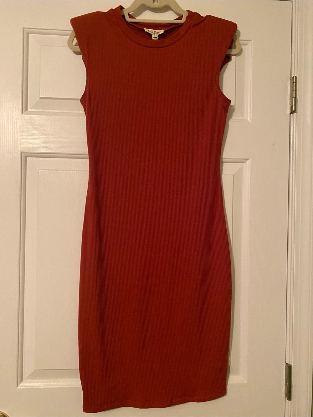 Rolla Coster Ribbed Midi Dress in Rust Orange - size L - New with Tags